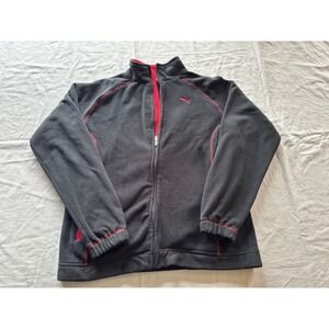 Puma Boys Large Black Red Fleece Full Zip Track Jacket Mock Neck Contrast Stitch